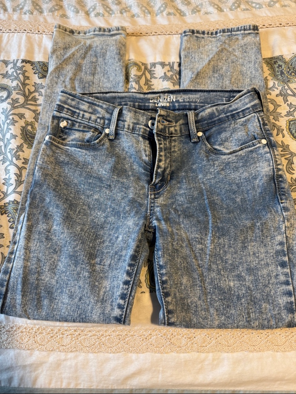 Levi's Denizen Girls Light Blue Acid Wash Skinny Jeans